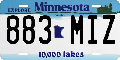 MN license plate 883MIZ