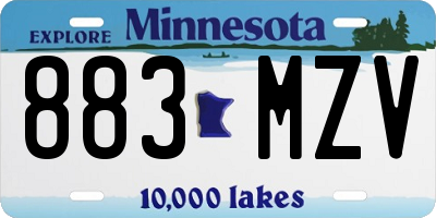 MN license plate 883MZV