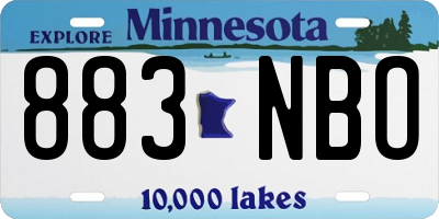 MN license plate 883NBO