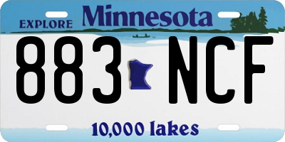 MN license plate 883NCF