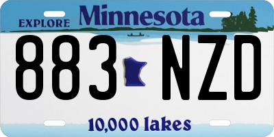MN license plate 883NZD