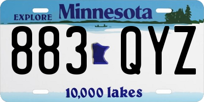 MN license plate 883QYZ