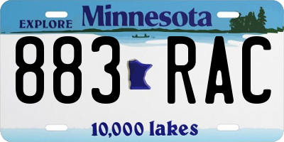 MN license plate 883RAC