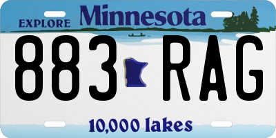 MN license plate 883RAG