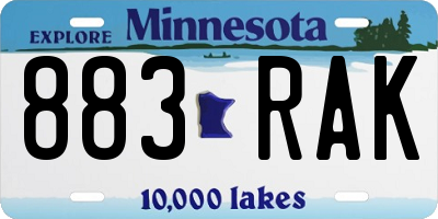 MN license plate 883RAK