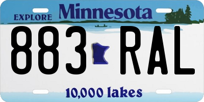 MN license plate 883RAL