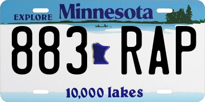 MN license plate 883RAP