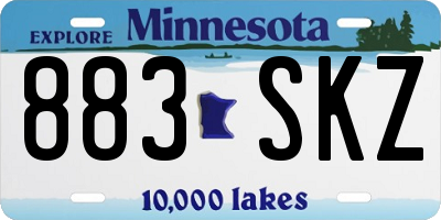 MN license plate 883SKZ