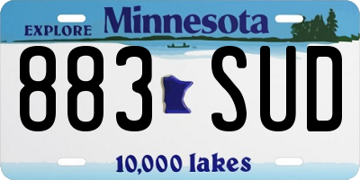 MN license plate 883SUD