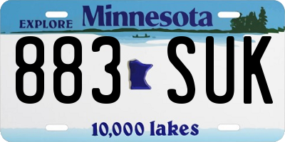 MN license plate 883SUK