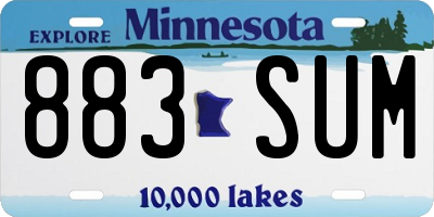 MN license plate 883SUM