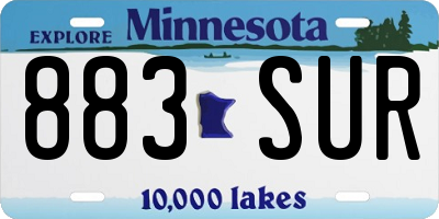 MN license plate 883SUR