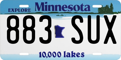 MN license plate 883SUX