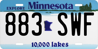 MN license plate 883SWF