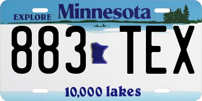 MN license plate 883TEX