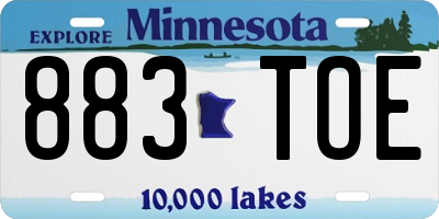 MN license plate 883TOE
