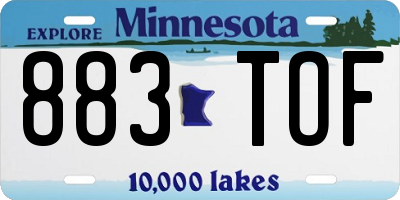 MN license plate 883TOF
