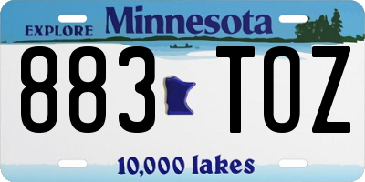 MN license plate 883TOZ