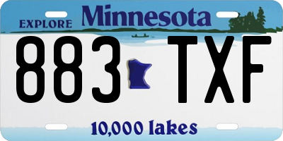 MN license plate 883TXF