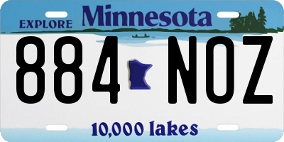 MN license plate 884NOZ