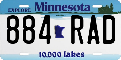 MN license plate 884RAD