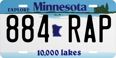 MN license plate 884RAP