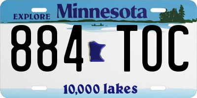 MN license plate 884TOC