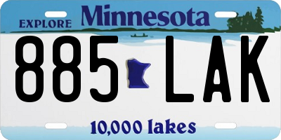 MN license plate 885LAK