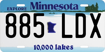 MN license plate 885LDX