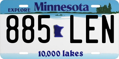 MN license plate 885LEN
