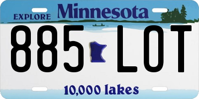 MN license plate 885LOT