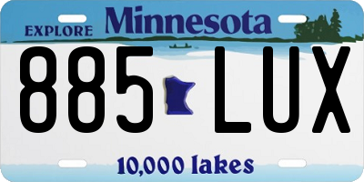 MN license plate 885LUX