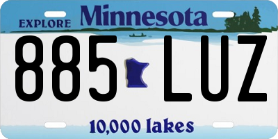 MN license plate 885LUZ