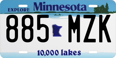 MN license plate 885MZK