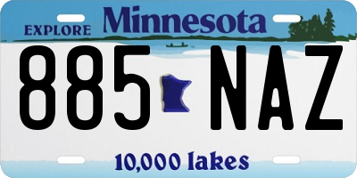 MN license plate 885NAZ