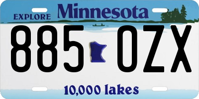 MN license plate 885OZX