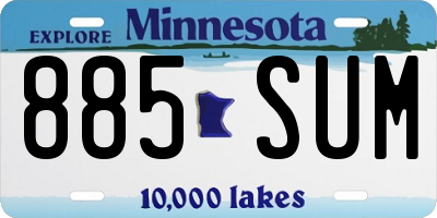 MN license plate 885SUM
