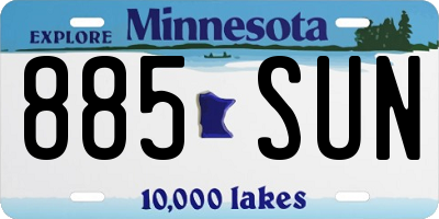 MN license plate 885SUN