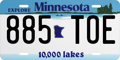 MN license plate 885TOE