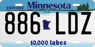 MN license plate 886LDZ