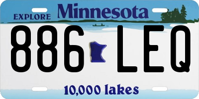 MN license plate 886LEQ