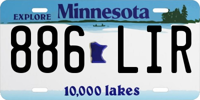 MN license plate 886LIR