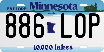 MN license plate 886LOP