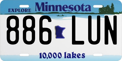 MN license plate 886LUN