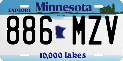 MN license plate 886MZV