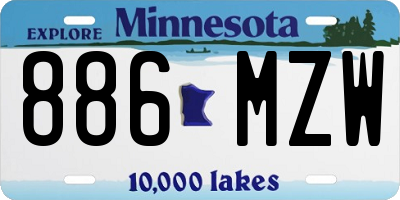 MN license plate 886MZW
