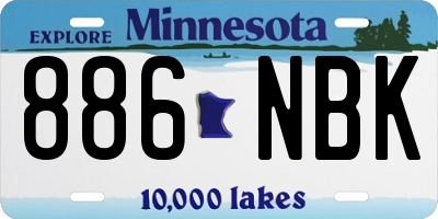 MN license plate 886NBK
