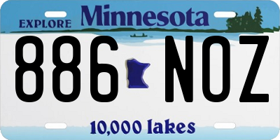 MN license plate 886NOZ