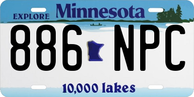 MN license plate 886NPC