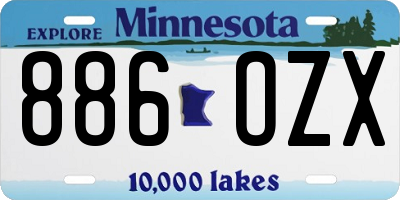 MN license plate 886OZX